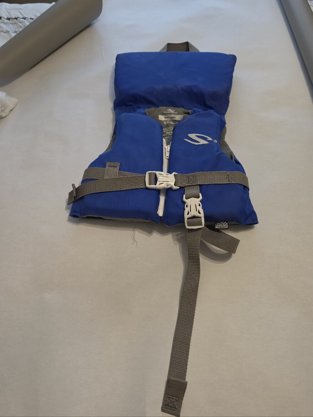 Stearns Blue Kids Life Vest with Gray Straps Infant Size